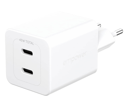 Ładowarka i akumulator PanzerGlass empower Turbo 45W 2 x USB-C Silver White